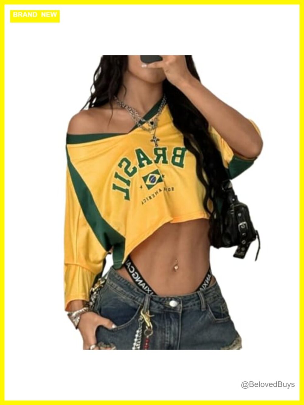 Y2K Cropped One Shoulder Short Sleeve Jersey Top Streetwear Grunge Tee